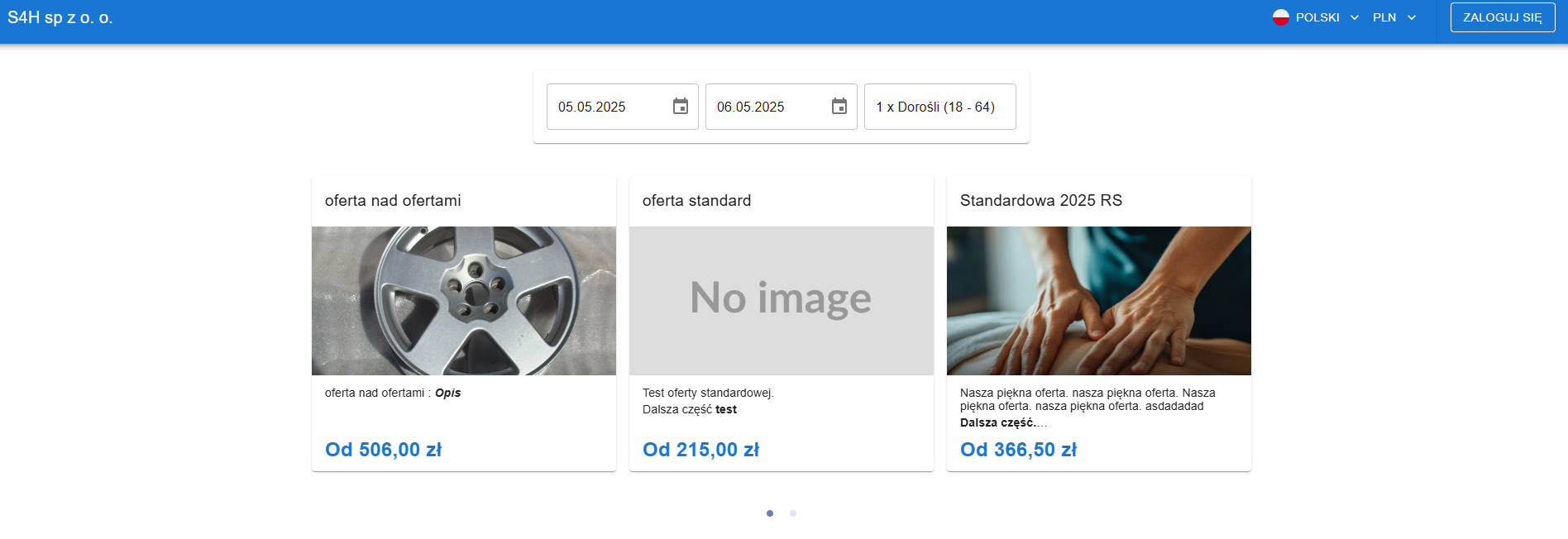System rezerwacji online S4H - Wyszukiwarka Ofert
